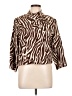 Willi Smith 100% Linen Animal Print Brown 3/4 Sleeve Blouse Size L - photo 1