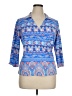 J. McLaughlin Blue 3/4 Sleeve Blouse Size XL - photo 1