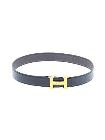Hermès Box and Togo Leather H Brushed Buckle Noir/Chocolat Reversible Belt 75 CM (view 1)