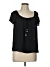 CeCe 100% Polyester Black Short Sleeve Blouse Size L - photo 1