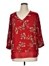 Rose + Olive 100% Polyester Red 3/4 Sleeve Blouse Size XL - photo 1