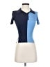 STAUD Blue Short Sleeve Turtleneck Size S - photo 1