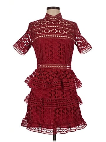Self-Portrait High Neck Star Lace Paneled Dress (view 1)
