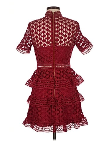 Self-Portrait High Neck Star Lace Paneled Dress (view 2)