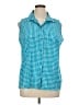 George 100% Polyester Houndstooth Teal Sleeveless Blouse Size 16 - 18 - photo 1