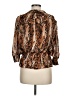 Parker 100% Silk Animal Print Brown 3/4 Sleeve Silk Top Size M - photo 2