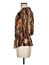 Parker 100% Silk Animal Print Brown 3/4 Sleeve Silk Top Size M - photo 5