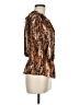 Parker 100% Silk Animal Print Brown 3/4 Sleeve Silk Top Size M - photo 4