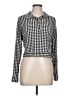 Studio F Checkered-gingham Black Long Sleeve Button-Down Shirt Size L - photo 1