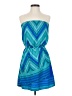 Express 100% Polyester Chevron-herringbone Blue Cocktail Dress Size S - photo 1