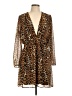 Express 100% Polyester Animal Print Brown Cocktail Dress Size L - photo 1
