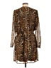 Express 100% Polyester Animal Print Brown Cocktail Dress Size L - photo 2