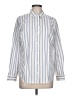 Nine West Stripes Ivory Long Sleeve Button-Down Shirt Size L - photo 1