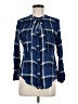 Harper 100% Rayon Plaid Blue Long Sleeve Blouse Size M - photo 1