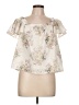 Solitaire 100% Polyester Ivory Short Sleeve Blouse Size L - photo 1