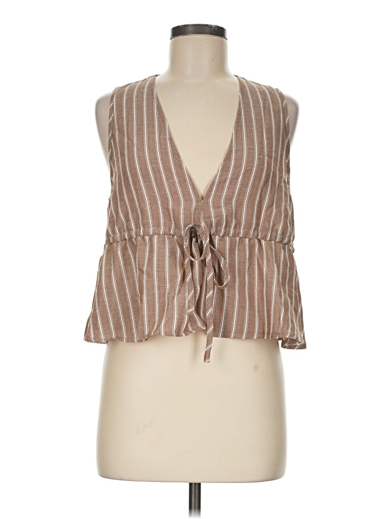 Pre-owned Unbranded Sleeveless Blouse In Tan