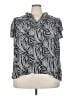 Rose + Olive 100% Polyester Print Black Short Sleeve Blouse Size 3X - photo 1
