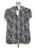 Rose + Olive 100% Polyester Print Black Short Sleeve Blouse Size 3X - photo 2