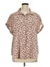 Timeson 100% Polyester Floral Tan Short Sleeve Blouse Size XL - photo 1