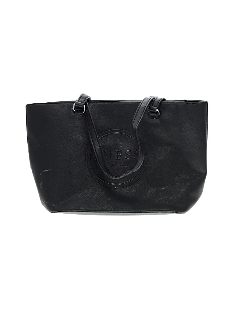 Pre-owned Guess Leather Tote Bag In Black