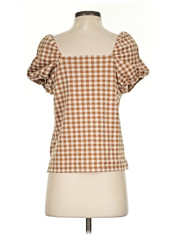 Madewell Gingham Jacquard Square-Neck Puff-Sleeve Top (view 2)
