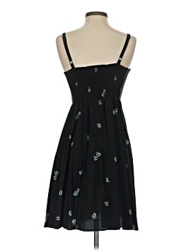 old navy black dress with flowers Floral Ruffle Flutter Sleeve V Neck Tiered A Line Midi Sz M sweetheart neckline short flutter sleeves front slit smocked back floral print The Occasion by Old Navy