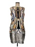 Gabby Skye Metallic Silver Cocktail Dress Size 8 - photo 1