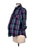 Everly Grey Plaid Teal Long Sleeve Button-Down Shirt Size XS - photo 1