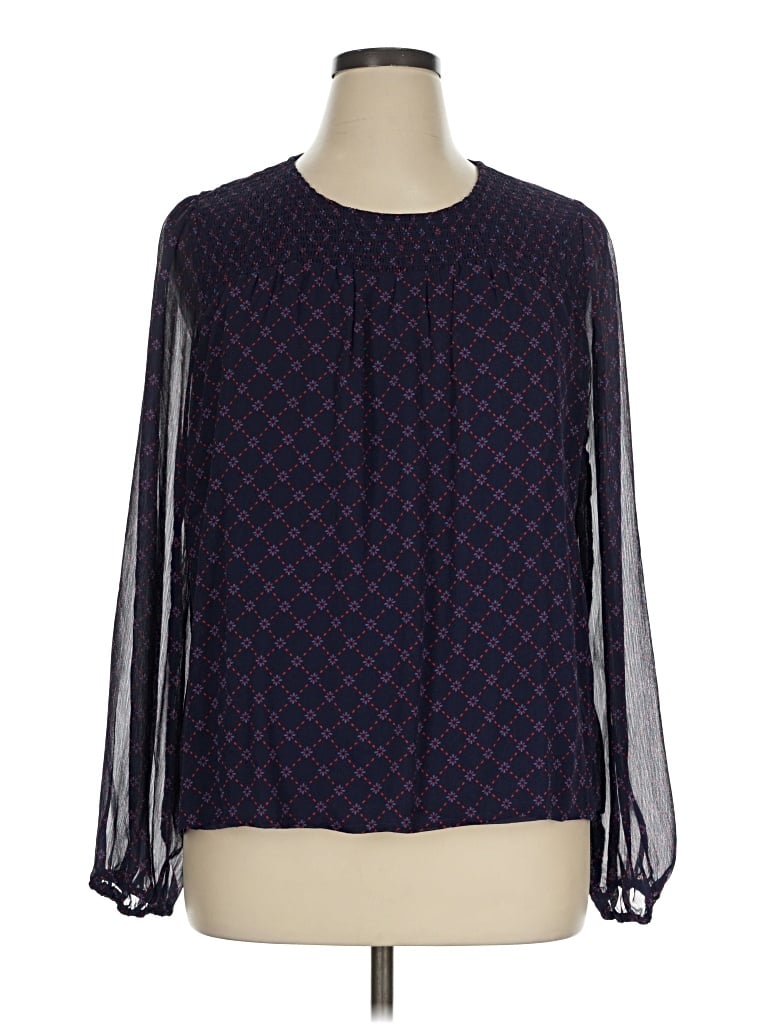 Pre-owned Draper James Long Sleeve Blouse In Blue