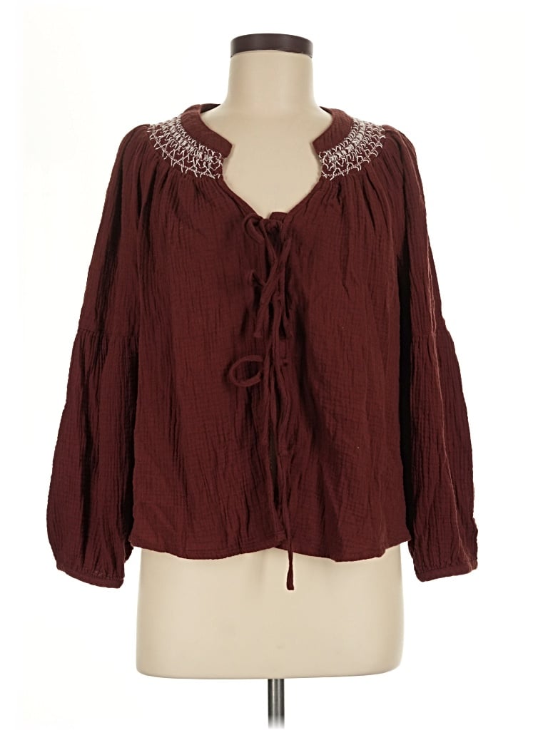 Universal Thread Long Sleeve Blouse In Burgundy
