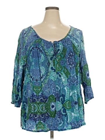 Basic Editions 3/4 Sleeve Blouse (view 1)