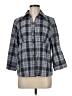 Laura Scott Plaid Gray 3/4 Sleeve Button-Down Shirt Size M - photo 1