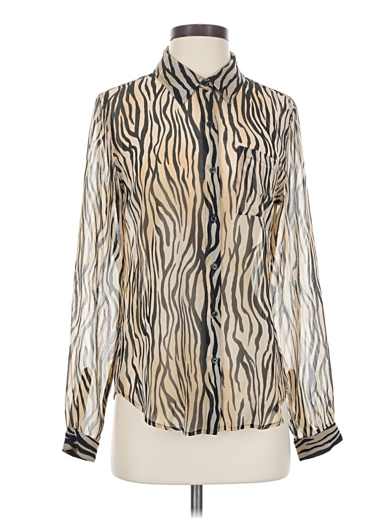 Pre-owned Guess Long Sleeve Blouse In Ivory