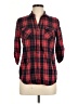 Twenty One Plaid Red 3/4 Sleeve Button-Down Shirt Size M - photo 1