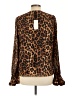 Milly 100% Polyester Animal Print Brown Long Sleeve Blouse Size L - photo 2