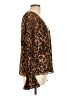 Milly 100% Polyester Animal Print Brown Long Sleeve Blouse Size L - photo 4