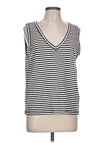 Madewell Slub Relaxed V-Neck Tank in Stripe (view 1)