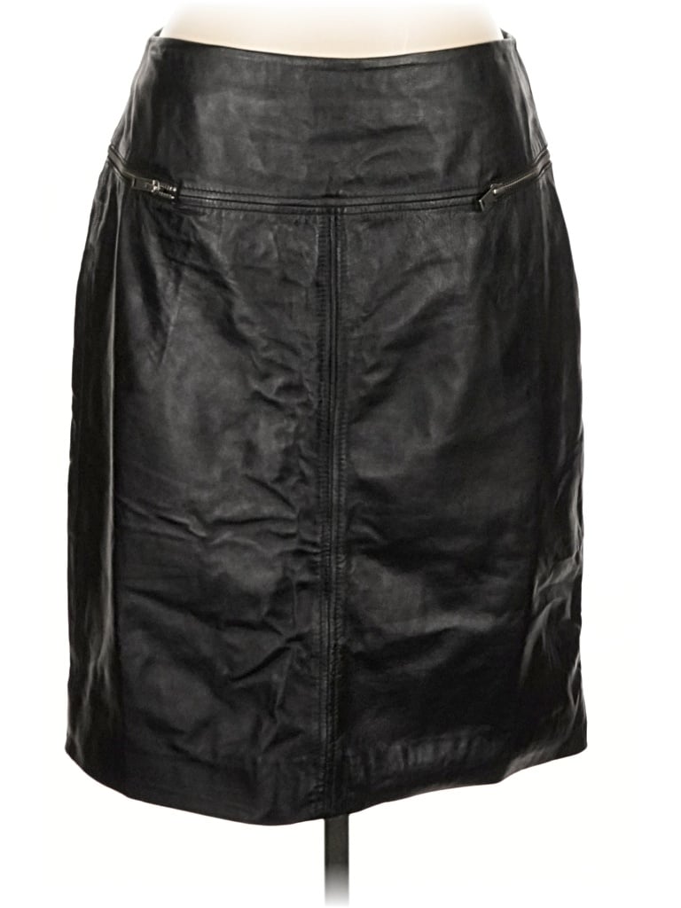 Pre-owned Ellos Leather Skirt In Black