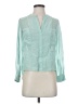 BCBGMAXAZRIA 100% Silk Teal Long Sleeve Silk Top Size XS - photo 1