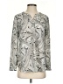 Talbots 100% Polyester Paisley Silver Long Sleeve Blouse Size XS - photo 1