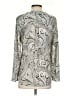 Talbots 100% Polyester Paisley Silver Long Sleeve Blouse Size XS - photo 2