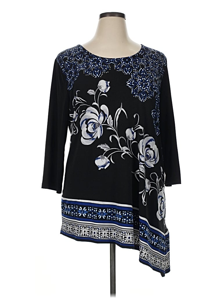 Pre-owned Jm Collection Long Sleeve Blouse In Blue