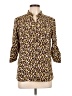 Kathy Che Animal Print Gold 3/4 Sleeve Blouse Size L - photo 1