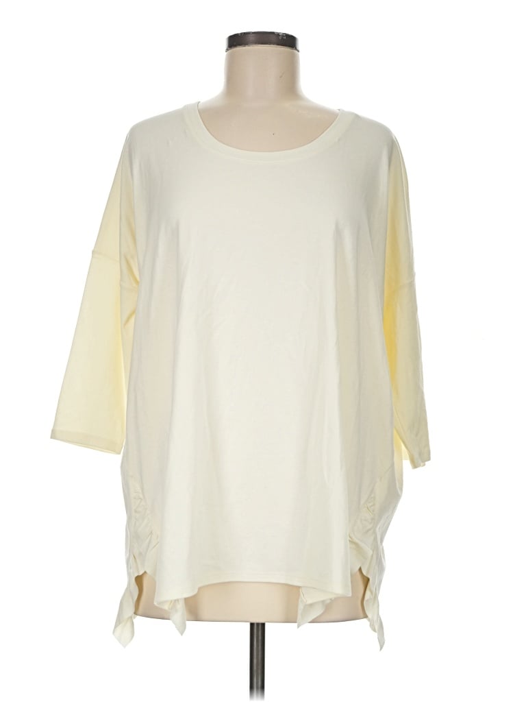Pre-owned Garnet Hill 3/4 Sleeve T-shirt In Ivory