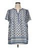 Rose + Olive Blue Short Sleeve Blouse Size 1X - photo 1