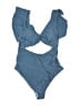 Unbranded Solid Blue One Piece Swimsuit Size L - photo 1