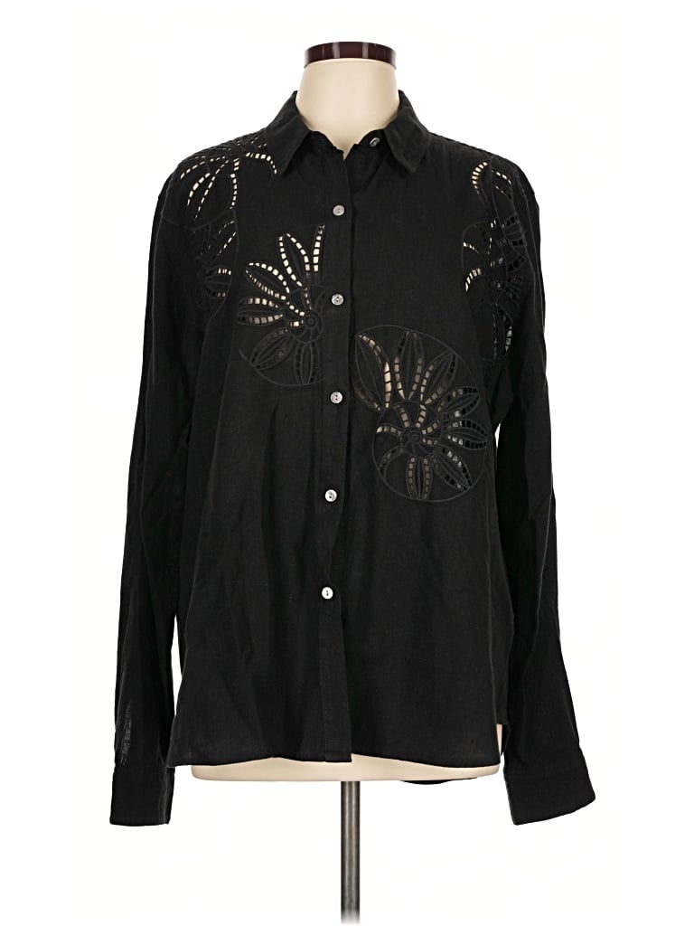 Pre-owned Rails Long Sleeve Blouse In Black