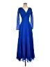 Badgley Mischka 100% Polyester Solid Blue Cocktail Dress Size 2 - photo 1