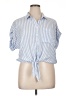 BeachLunchLounge Stripes Blue Short Sleeve Blouse Size XL - photo 1
