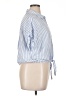 BeachLunchLounge Stripes Blue Short Sleeve Blouse Size XL - photo 4